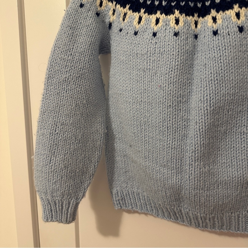 Vintage Hand Knit Blue Fair Isle Sweater Approx Size XS/ S - see measurements - Picture 9 of 9